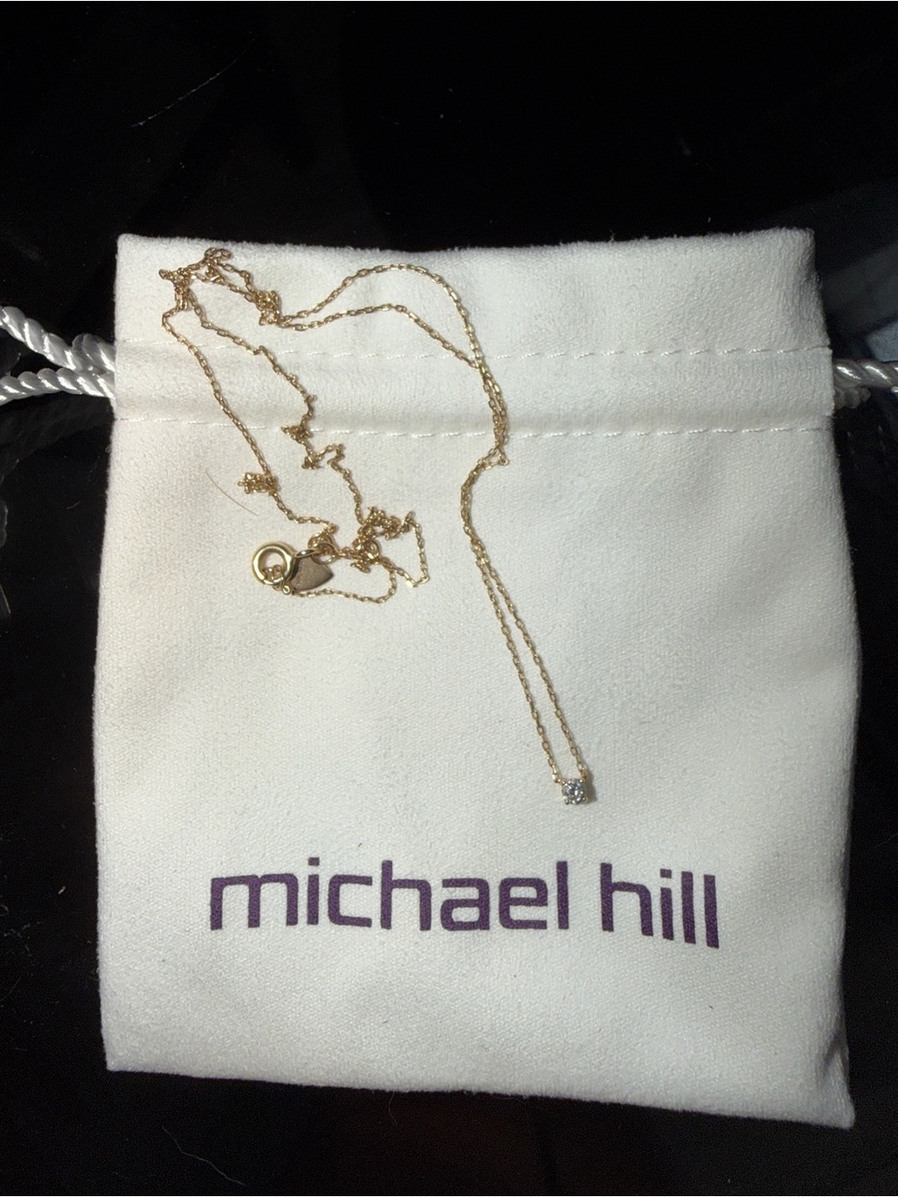 Micheal Hill Mini Diamond Solitaire Necklace in 10kt Yellow Gold